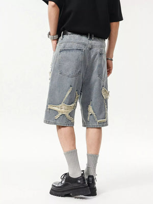 Back View of Trendbye Men's Distressed Denim Shorts