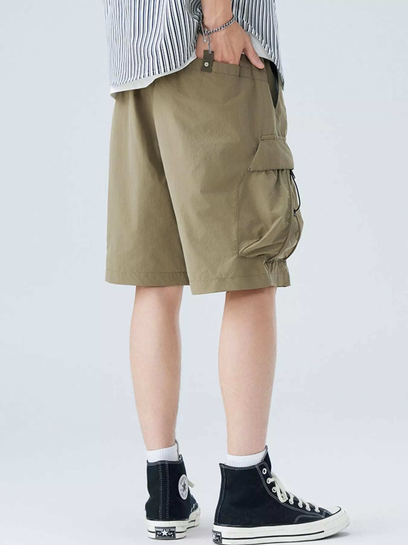 Back View of Trendbye Men's Plus Size Cargo Shorts