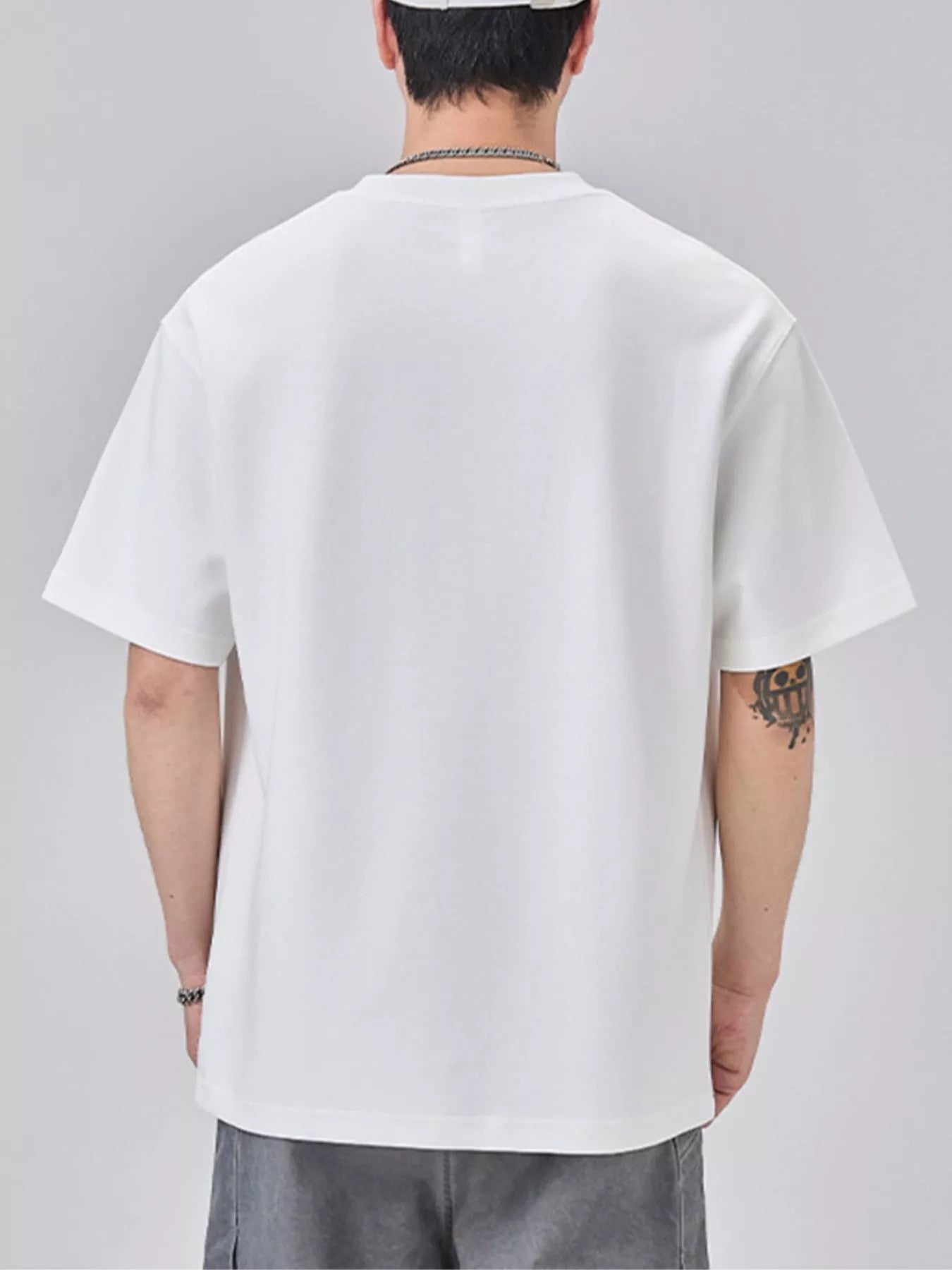 Back View of Trendbye Men's Plus Size Round Neck T-Shirt
