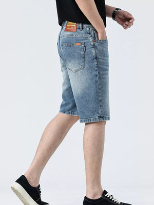 Back View of Trendbye Men's Rolled Hem Denim Shorts