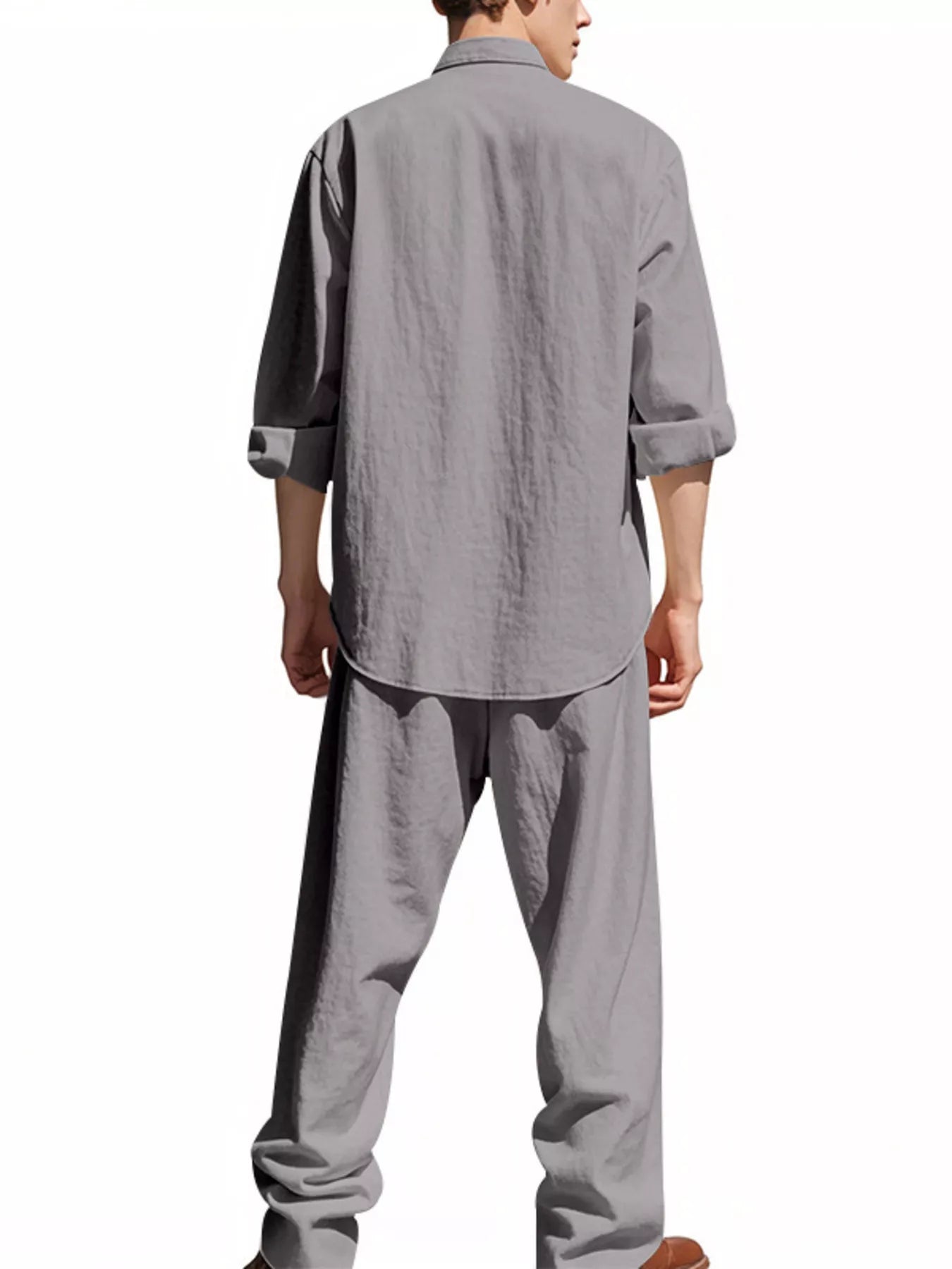 Back View of Trendbye Men's Shirt and Pants Set