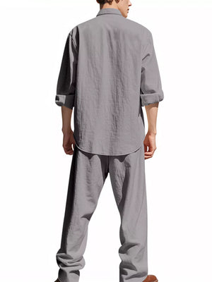 Back View of Trendbye Men's Shirt and Pants Set