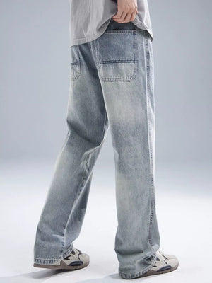 Back View of Trendbye Men's Wash Loose Fit Jeans