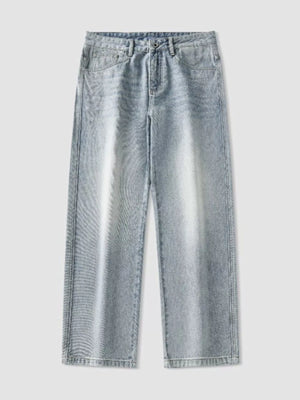 Fabric Detail of Trendbye Men's Washed Loose Fit Jeans