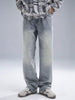 Front View of Trendbye Men's Wash Loose Fit Jeans