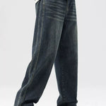 Lifestyle Image of Trendbye Men's Wash Wide Leg Jeans