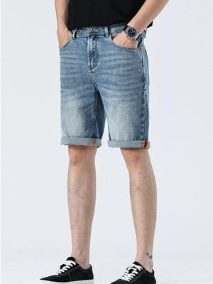 Rolled Hem Detail of Trendbye Men's Denim Shorts