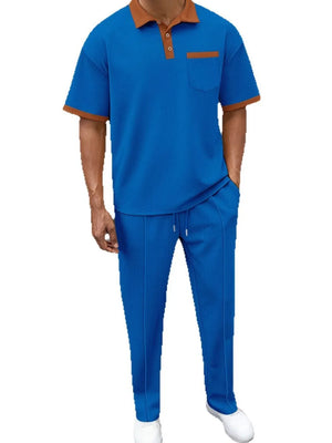 Trendbye Man wearing a blue polo shirt and pants