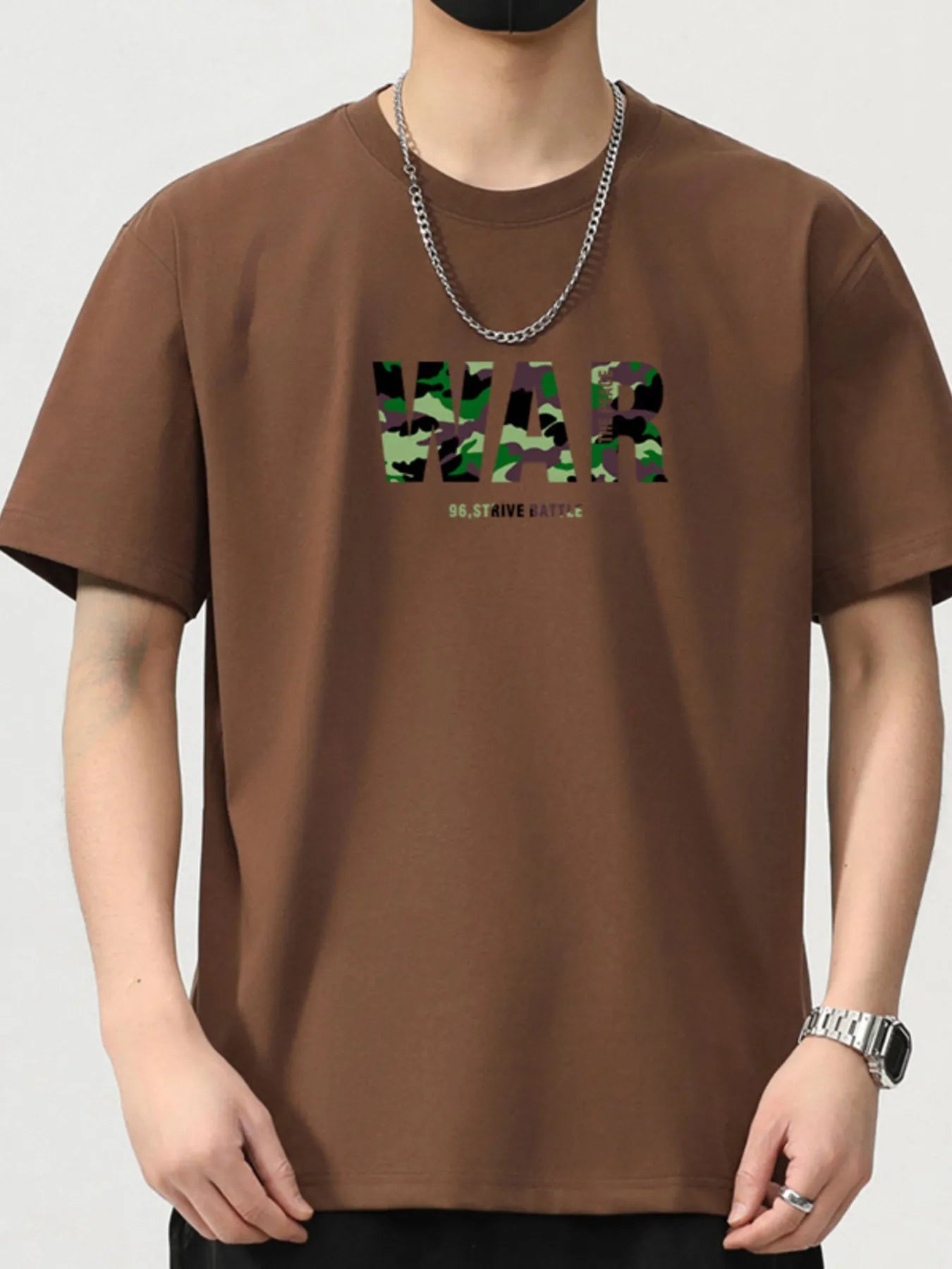 Trendbye Men's Brown t-shirt with 'WAR' printed