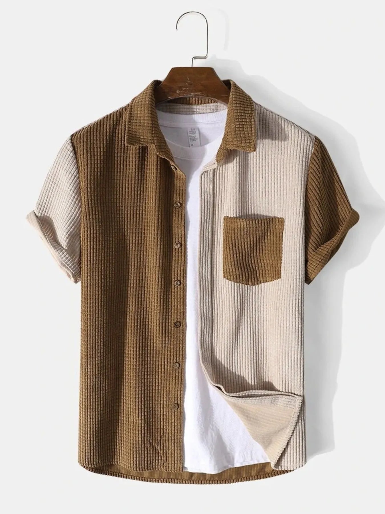 Trendbye Men's Color Block Shirt and Shorts Set
