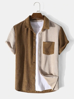Trendbye Men's Color Block Shirt and Shorts Set