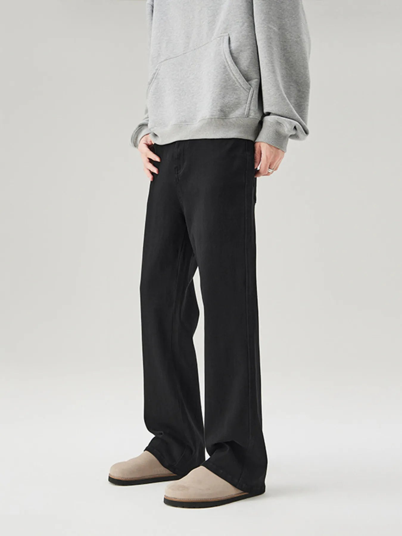 Trendbye Men's Full Size Wide Leg black Jeans