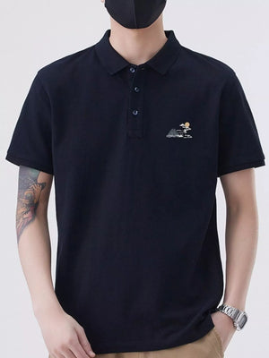 Trendbye Men's Plus Size Button Detail Polo