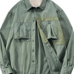 Trendbye Men's Plus Size Button Up Long Sleeve Shacket Front View