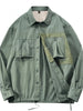 Trendbye Men's Plus Size Button Up Long Sleeve Shacket Front View