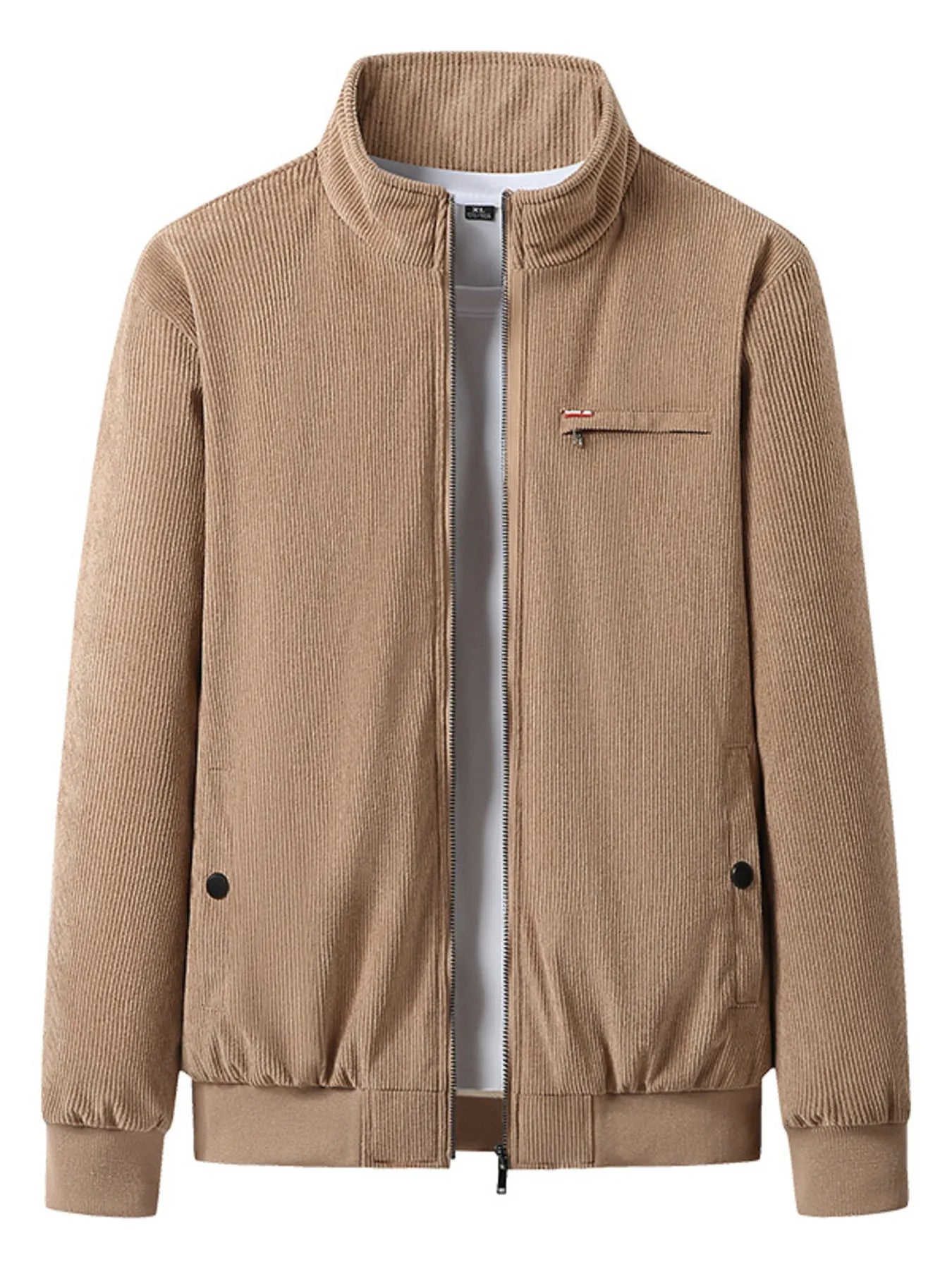 Beige corduroy jacket on a white background