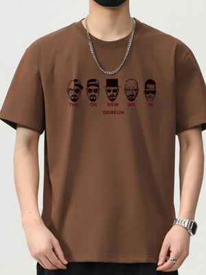 Trendbye Men's Plus Size Graphic Round Neck T-Shirt