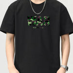Trendbye Men's Plus Size Letter Round Neck T-Shirt Front View