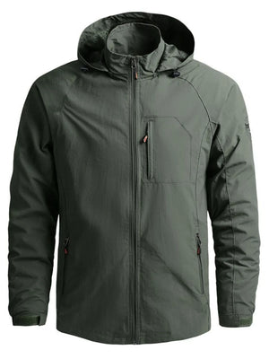 Trendbye Men's Plus Size Tactical Hooded Softshell Jacket Front View