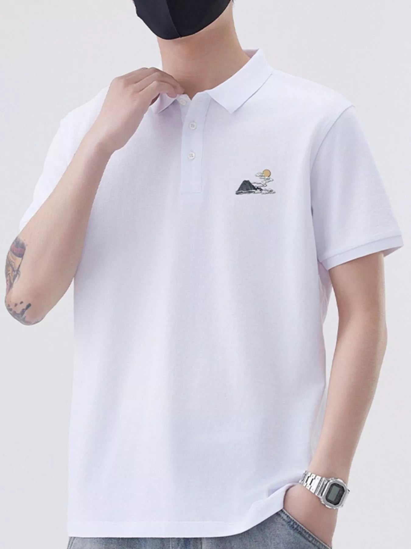 Trendbye Men's Plus a white polo shirt 