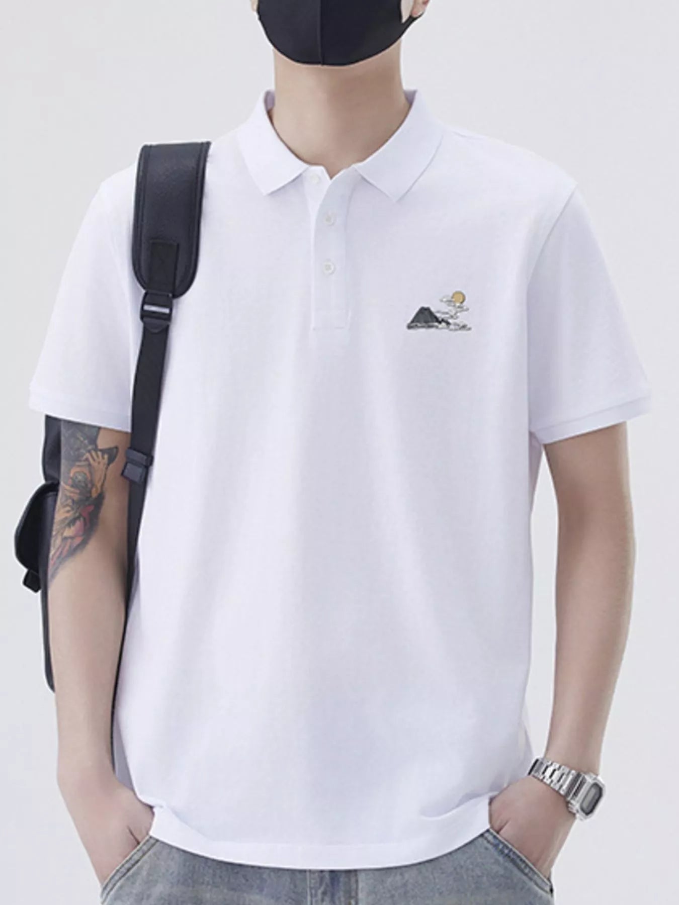 Trendbye Men's Plus a white polo shirt 