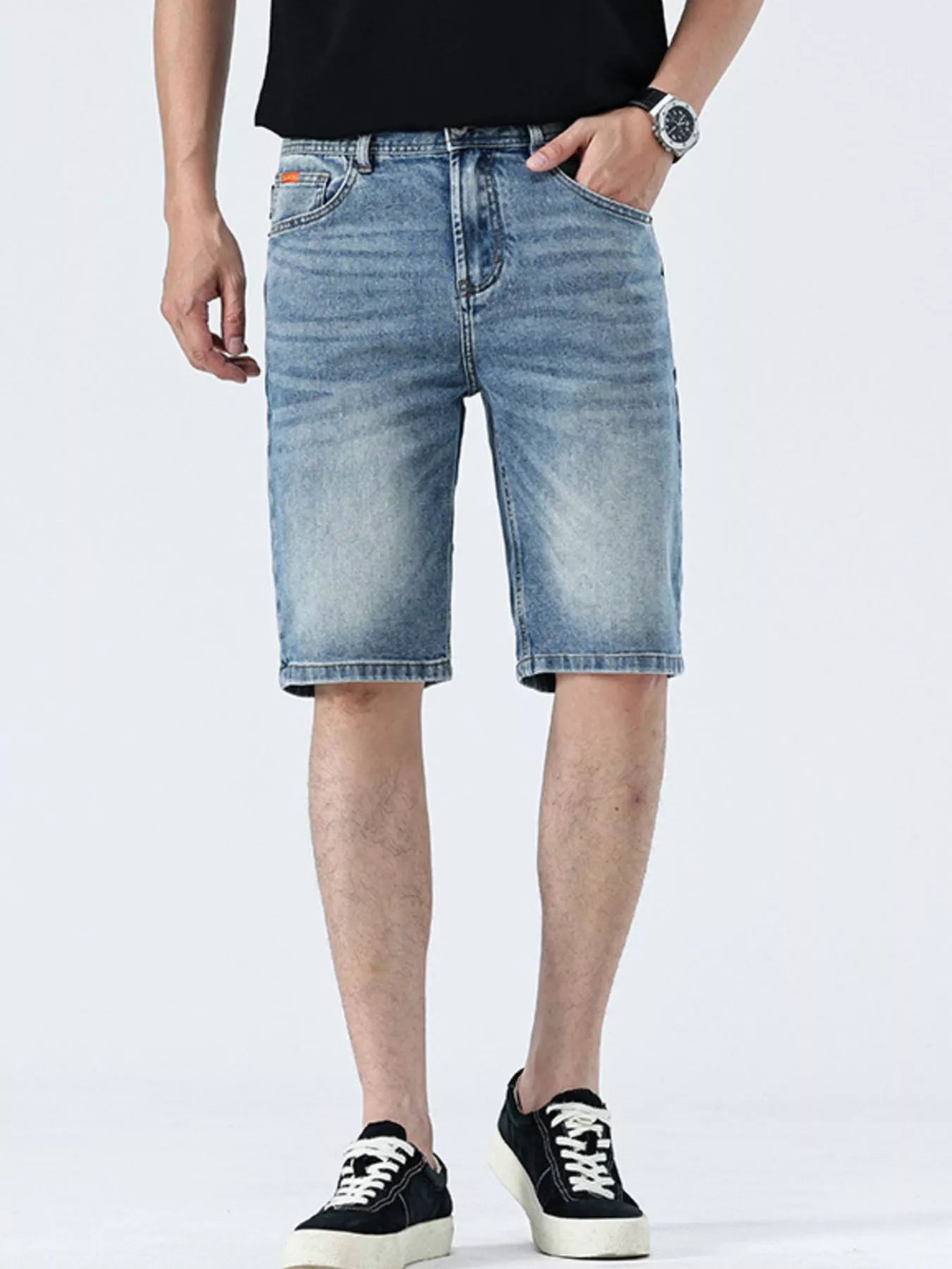 Trendbye Men's Rolled Hem Casual Denim Shorts
