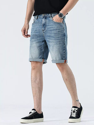 Trendbye Men's Rolled Hem Denim Shorts