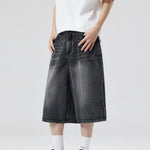 Trendbye Men's Wash Wide Leg Denim Shorts