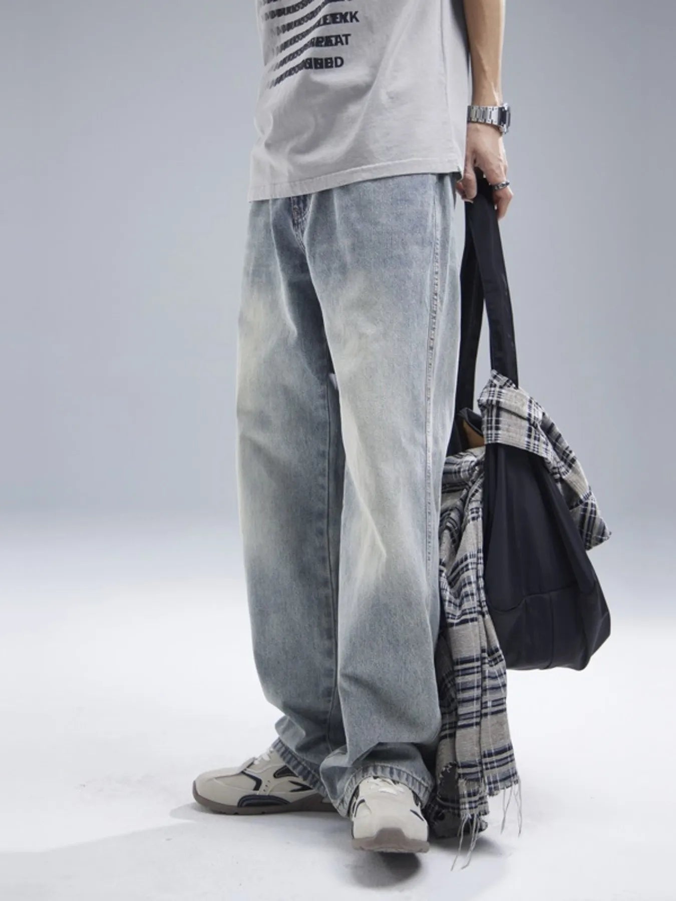 Trendbye Men's Wash Loose Fit Jeans