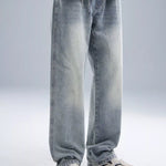 Trendbye Men's Wash Loose Fit light blue jeans 