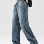 Trendbye Men's Wash Wide Leg Jeans Front View