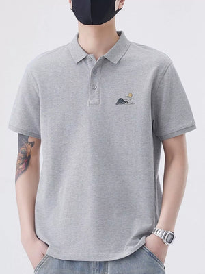 Trendbye Men's wearing a gray polo shirt 